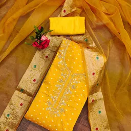 SAINOOR Embellished Semi-Stitched Dress Material-picture-25