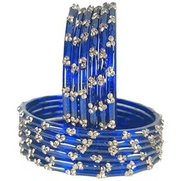 THE COMFORT Set Of 12 Zircon Diamond Stones-Studded Glass Bangles-picture-24