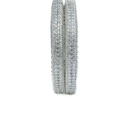 Opal Touch Set Of 2 Rhodium-Plated American Diamond-Studded Bangles image 3