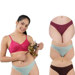 ORLIZEA Set Of 3 Cotton Blend Thongs-picture-29