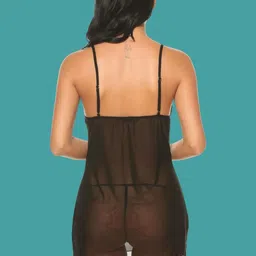 Ribald The Neech Sheer Self Design Babydoll with Briefs image 3