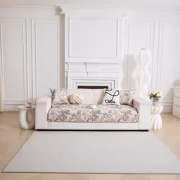 HOMETHREADS Coffee Brown & Cream-Coloured Printed Sofa Cover image 2