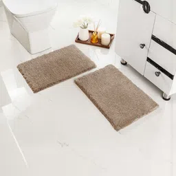 Saral Home Gia 2 Pieces Brown Non Slip Thick Fluffy Soft Microfiber 2050-GSM Bath Rugs-image-27