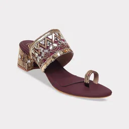 GLAM STORY Embellished PU Party Block Sandals image 2