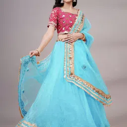 Utsav Fashion Embroidered Sequinned Ready to Wear Lehenga & Blouse With Dupatta image 3