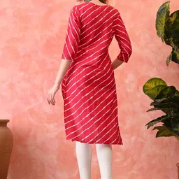 KKOUTFITS Women Leheriya Printed Thread Work Indie Prints Kurta image 5