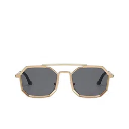 SPADEACES Unisex Black Lens & Gold-Toned Square Sunglasses with image 2