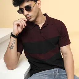 Metronaut Colourblocked Polo Collar Cotton T-shirt-image-25