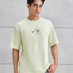 VEIRDO Oversized Graphic Puff Printed Drop-Shoulder Sleeves Pure Cotton T-Shirt image 3