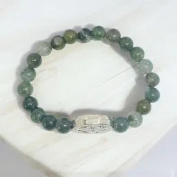 Gems Guru Unisex Natural Flower Moss Agate Bracelet image 3