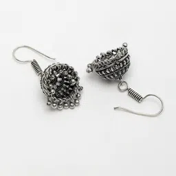 Sangria Women Silver Toned Peacock Design Oxidized Necklace with Jhumka Earrings image 2