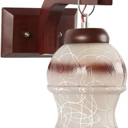 1ST TIME White & Brown Printed Wood Traditional Wall Lamp-picture-20