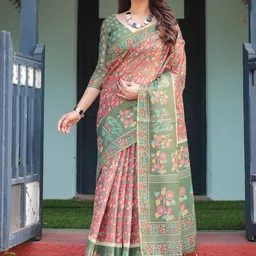 MAHARANI COUTURE Ethnic Motifs Printed Pure Cotton Jamdani Saree image 3