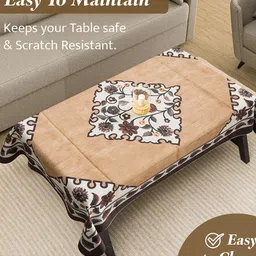 HOMESTIC Brown Floral Printed 0.16 m x 1.52 m m - Table Coverr image 5