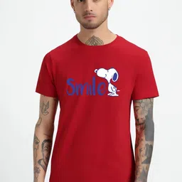 HESHA Men Snoopy Typography Printed Round Neck Cotton T-shirt-picture-25