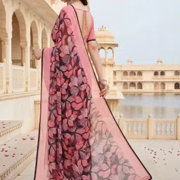 ZAMUNA Floral Pure Chiffon Bandhani Saree image 2