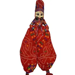 CRAFTAM Red & Cream Colored 2 Pieces Puppet Pair Wooden Showpieces image 3