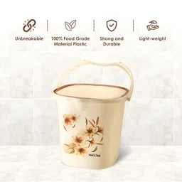Nayasa Square Ring DLX Brown Strong and Durable Easy-Grip Handle Plastic Bucket - 25L image 4