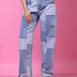Crimsoune Club Women Wide Leg Mid-Rise Light Fade Stretchable Jeans-image-7