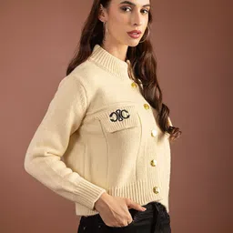 all about you Long Sleeves Woollen Cardigan Sweater image 3