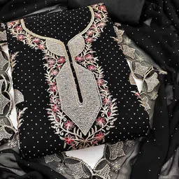 KIMISHA Floral Embroidered Thread Work Unstitched Dress Material-image-57