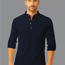BHUVIKOO Mandarin Collar Roll-Up Sleeves Straight Kurta-picture-25