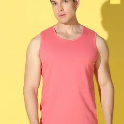 WOOSTRO Pack Of 2 Printed Combed Cotton Gym Vests -VWS26(PLAIN PEACH)(HARD YELLOW)-picture-30