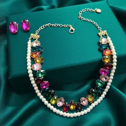 DressBerry Diamond & Cubic Zirconia Crystal-Studded Jewellery Set-picture-22