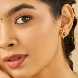 Kushal's Fashion Jewellery 92.5 Pure Silver Gold-Plated Paisley Shaped Studs Earrings-picture-21