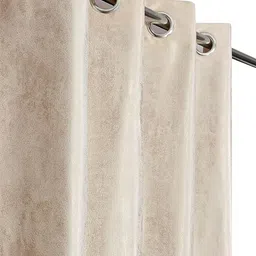 LUZDECOR Brown & Grey Geometric Printed 3 Pieces Door Room Darkening Eyelet Curtains image 4