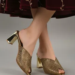 Gulmeren Women Embellished Party Block Mules image 4