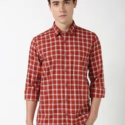 Peter England Casuals Men Spread Collar Tartan Checked Cotton Casual Shirt-picture-26