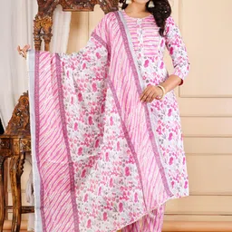 JAYRA TEXTILE Women Floral Printed Regular Gotta Patti Pure Cotton Kurti with Trousers & With Dupatta-picture-13