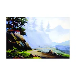 Inephos White And Green Printed Canvas Wall Art-image-0