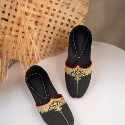 KORAKARI Men Woven Design Leather Punjabi Jutti Mojaris-picture-26