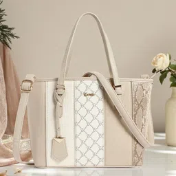 Exotic PU Shopper Satchel with Cut Work-picture-25