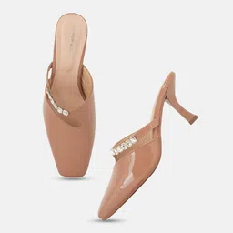 DROP BOLD Women Embellished Slim Mules with Buckles image 4