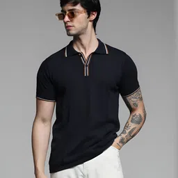 Jack & Jones Men Solid Polo Collar Cotton Slim Fit T-shirt-picture-40