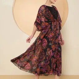 Antheaa Ethnic MotifsPrint Flared SleevesFit And Flare Dress image 3