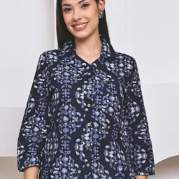 BAESD Women Floral Printed Organic Cotton Shirt Style Top image 1