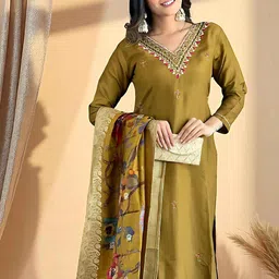 KALINI Women Floral Printed Kurta with Trousers & Dupatta image 5