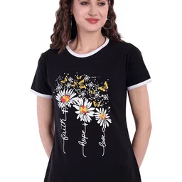 Moda Rapido Women Printed Bio Finish Applique T-shirt-image-89