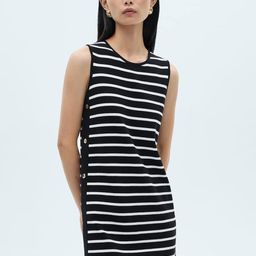 MANGO Striped T-shirt Dress with Metallic Button Detail on the Sides-picture-6