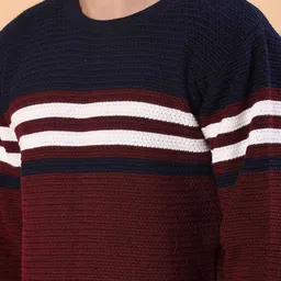 V-Mart Men Colourblocked Round Neck Long Sleeves Cotton Pullover Sweaters image 5