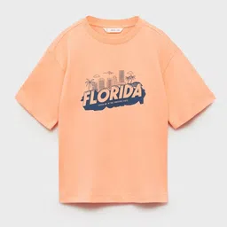 Mango Kids Boys Typography Printed Drop-Shoulder Sleeves Pure Cotton T-Shirt-picture-21