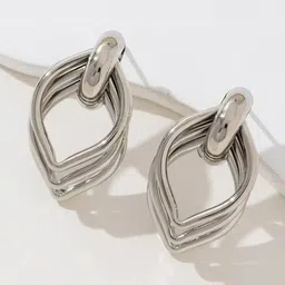 Aurum & You Silver Geometric Chain Twisted Drop Earrings-picture-38