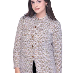 FASHSTORE Women Full Sleeve Round Neck Woollen Cardigan Sweater-image-11