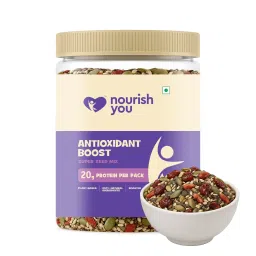 Nourish You Antioxidant Boost Trail Nut & Super Seed Mix 300g Jar| Mixed seeds for eating| No Artificial Flavours & Preservatives| Seed Mix of Sunflower, Chia, Flax , Seasame , Pumpkin Seeds , Cranberries & Gojiberries-image-75