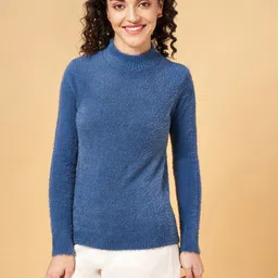 Honey by Pantaloons Women Blue Pullover with Fuzzy Detail-picture-12