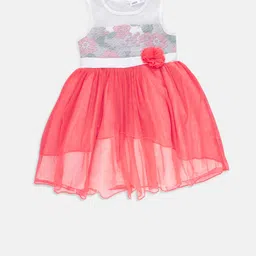 CHALK by Pantaloons Girls White & Coral Printed Fit and Flare Dress-picture-36
